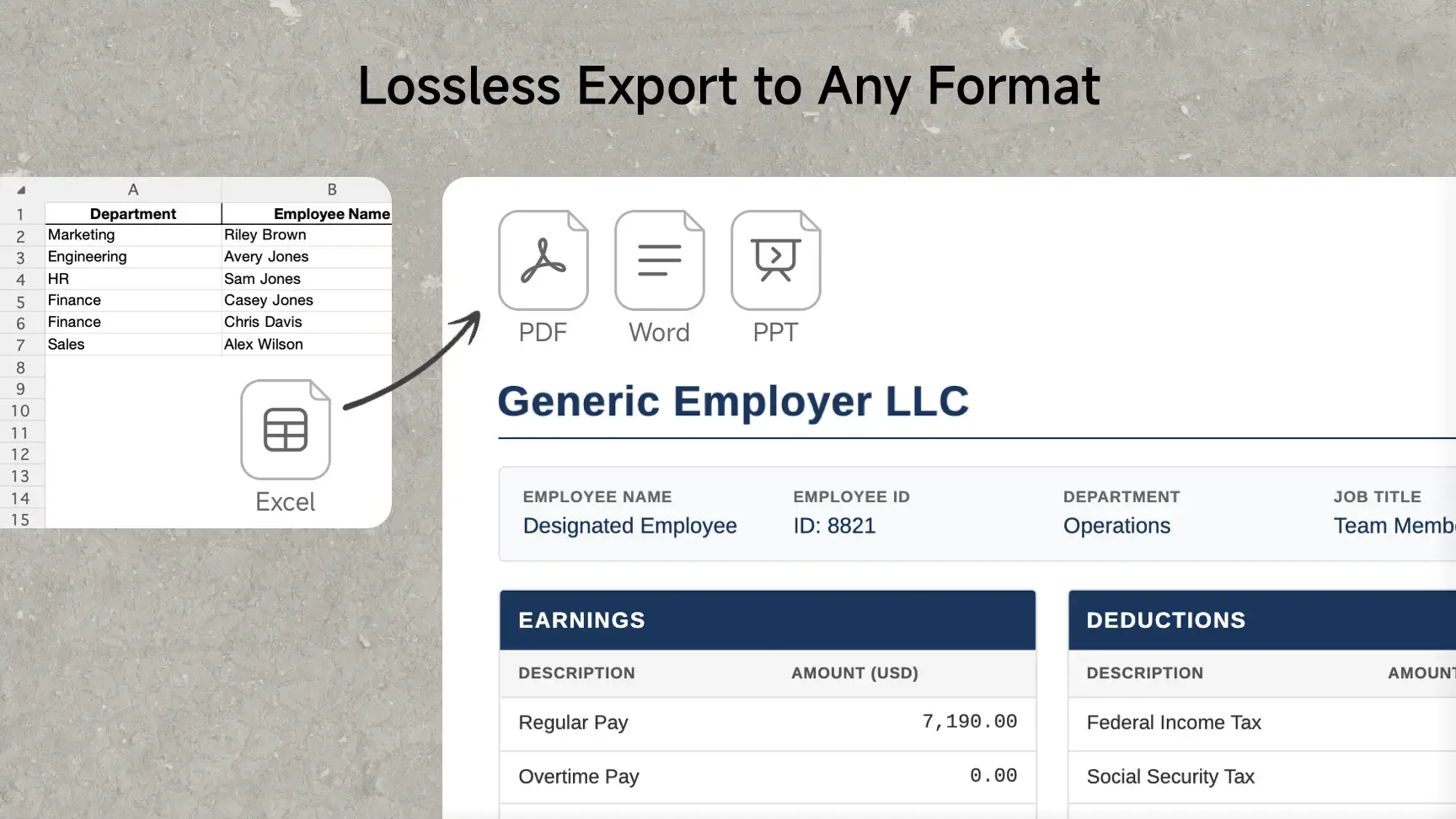 All-in-one file converter for transforming between Excel, PDF, Word, and CSV formats