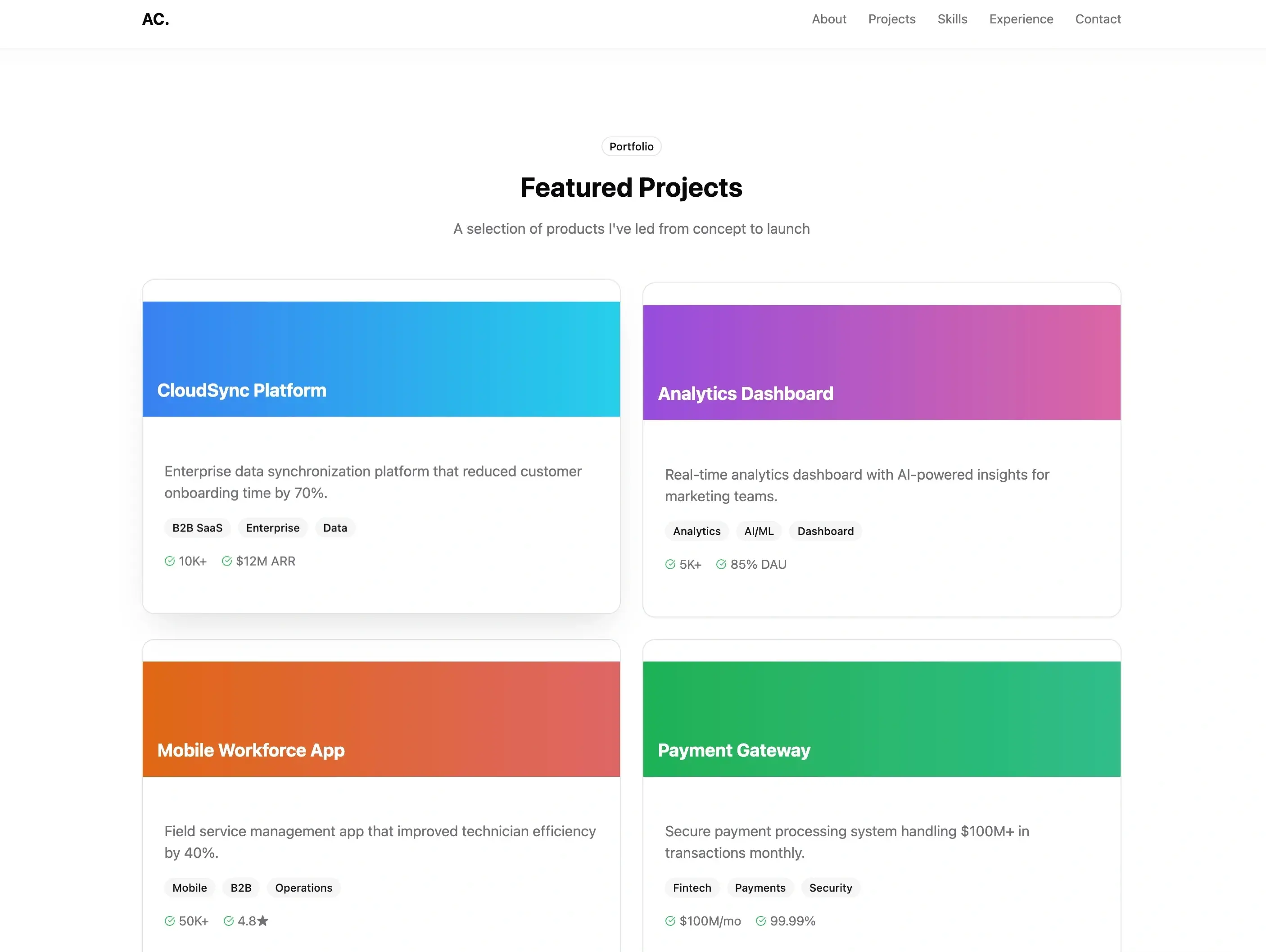 Portfolio site with projects and AI chatbot, created using vibe coding