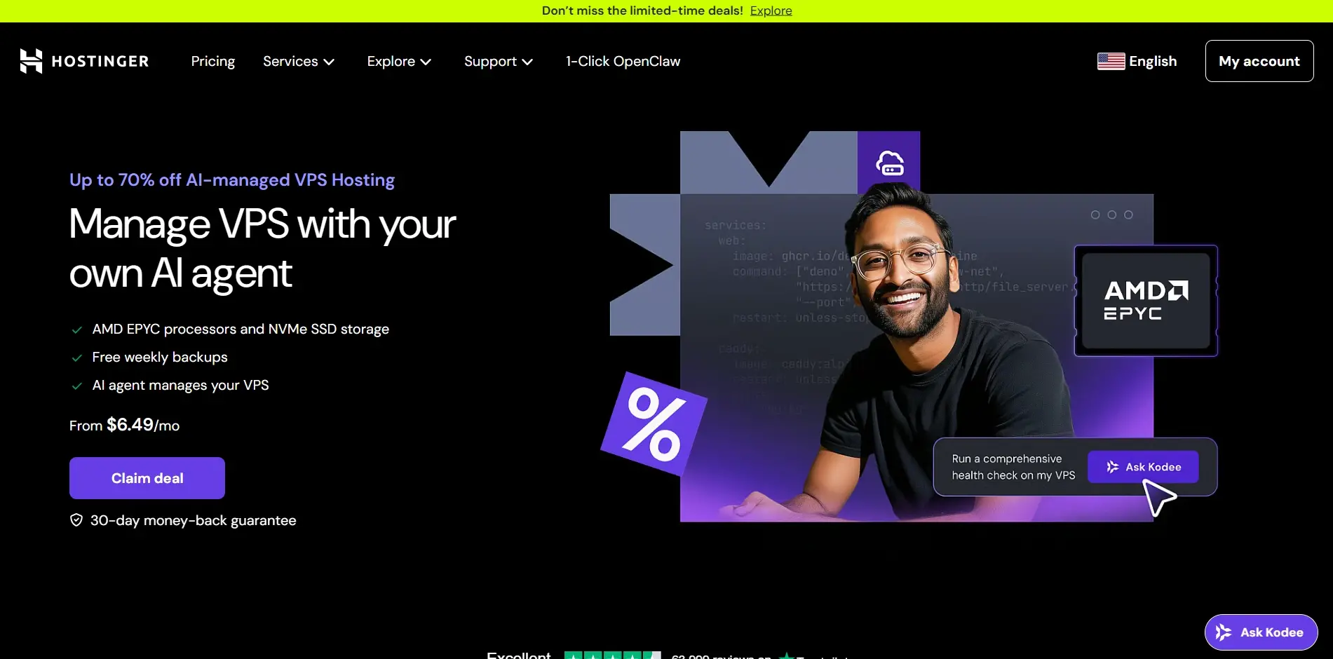 Hostinger VPS - one of the best OpenClaw hosting place