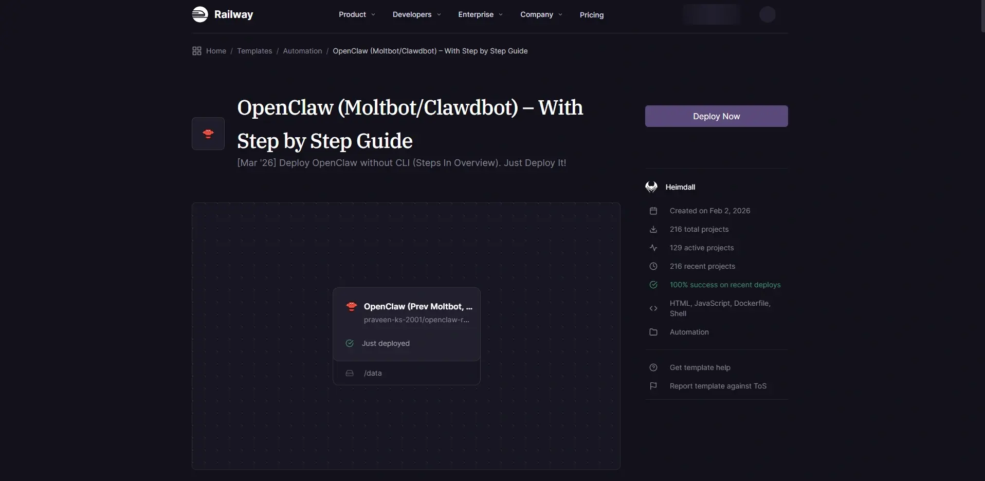 Railway - an OpenClaw hosting platform