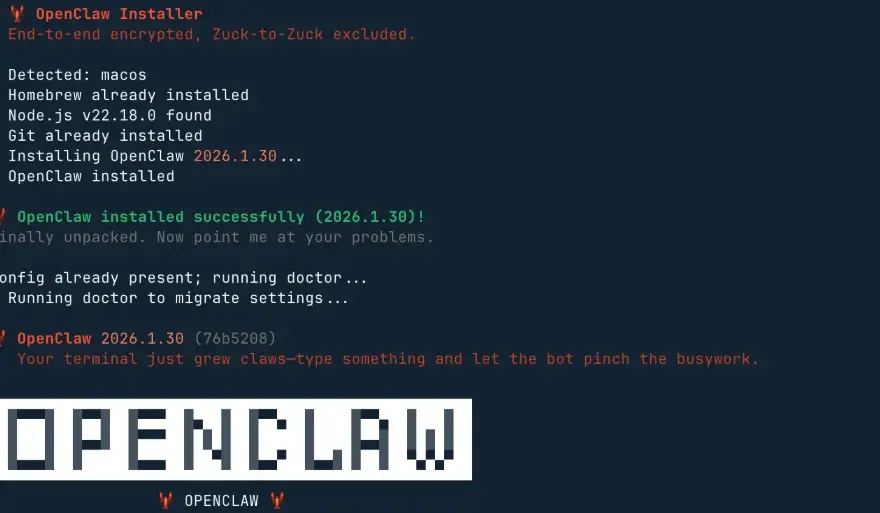 Terminal showing successful installation