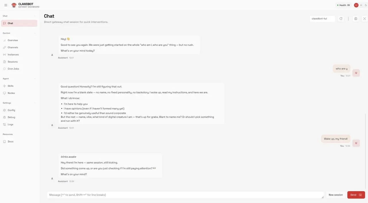 OpenClaw dashboard in browser