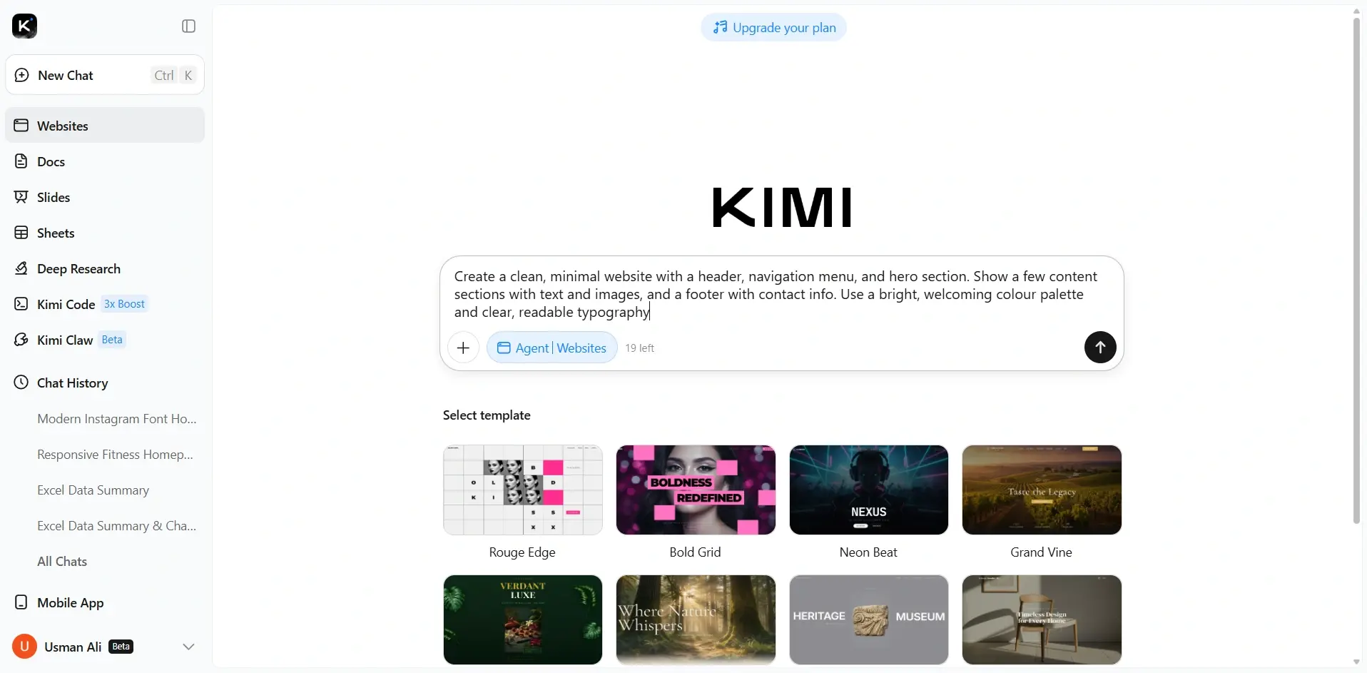 Generate website from idea
