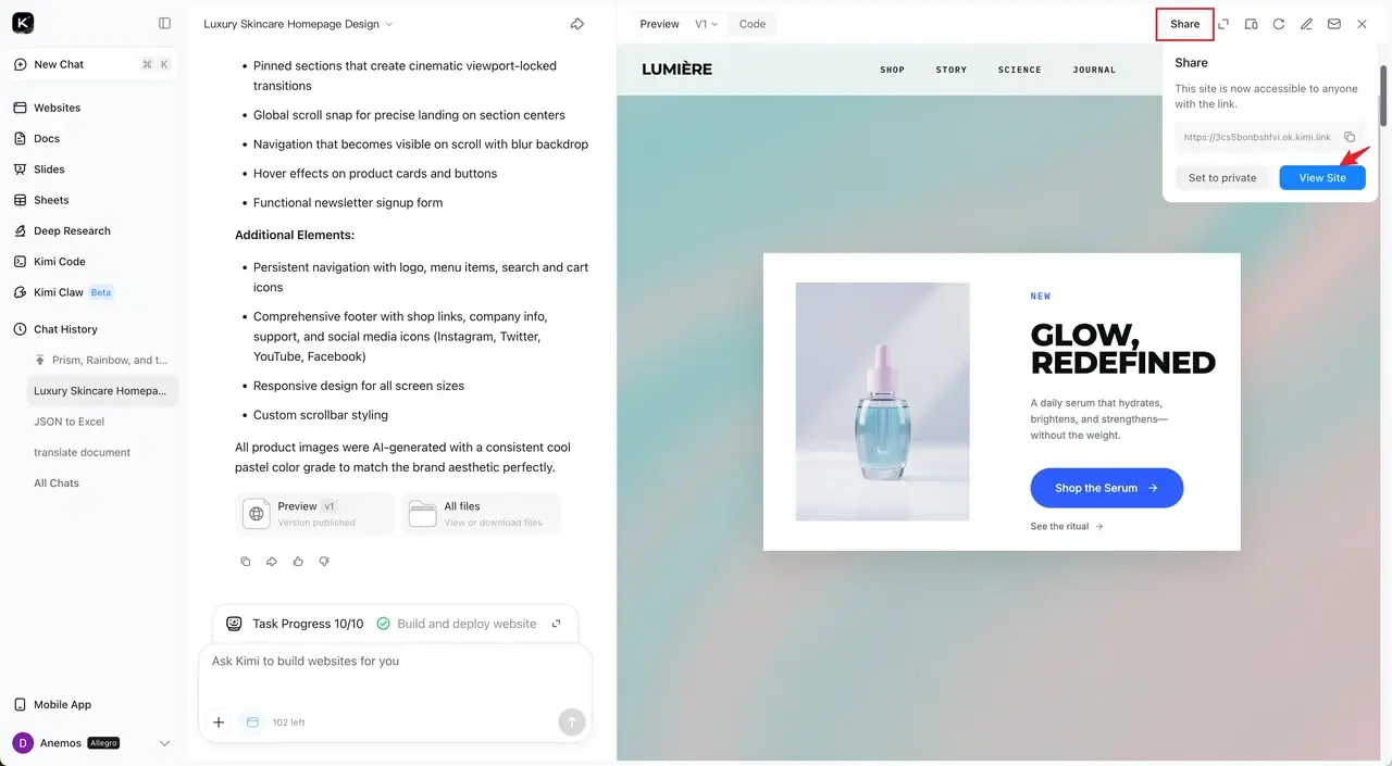 How to create a website from scratch for free-Reviewing the website