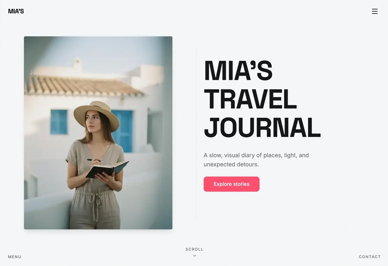 Travel blog layout with Kimi
