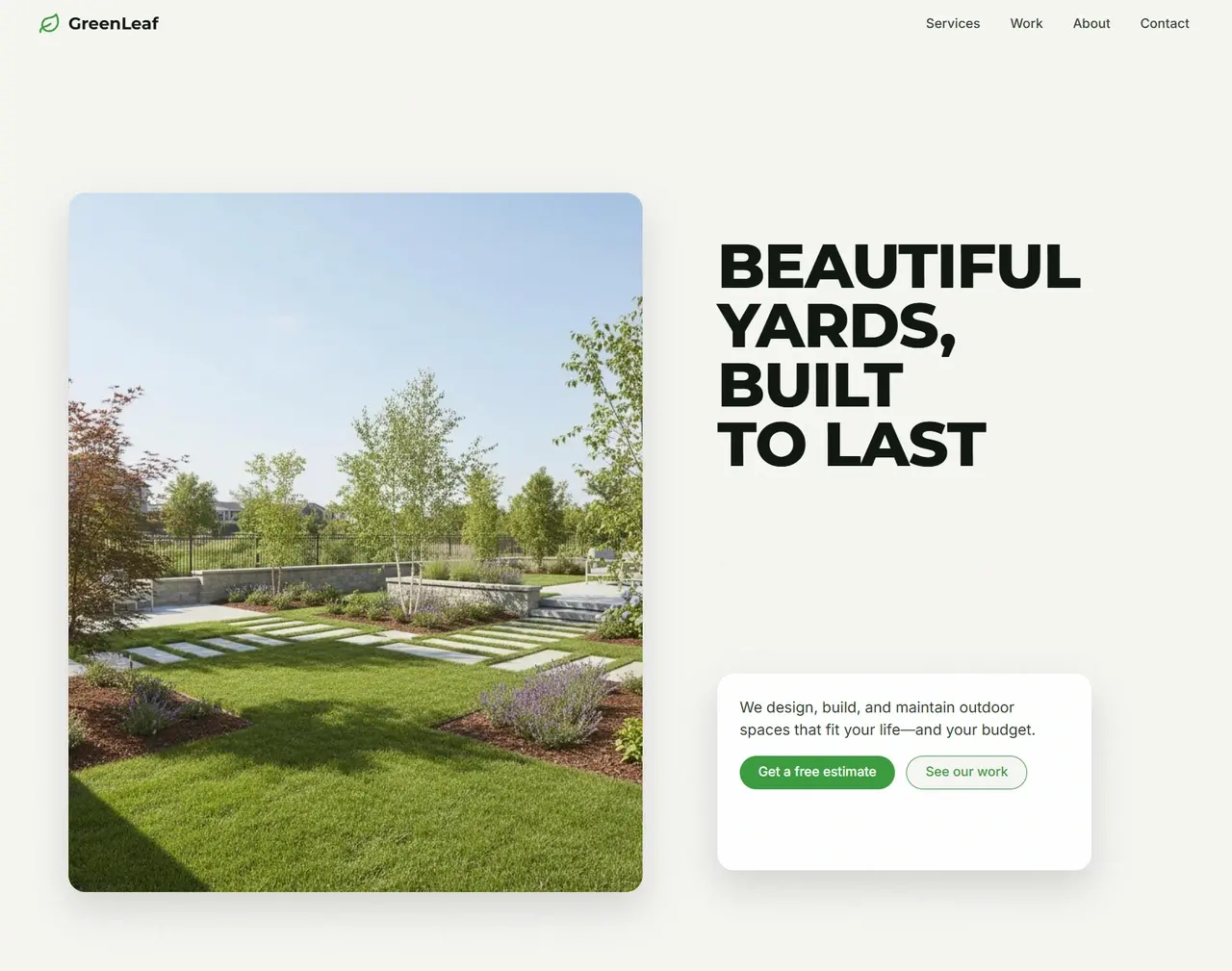 Small business website layout with Kimi