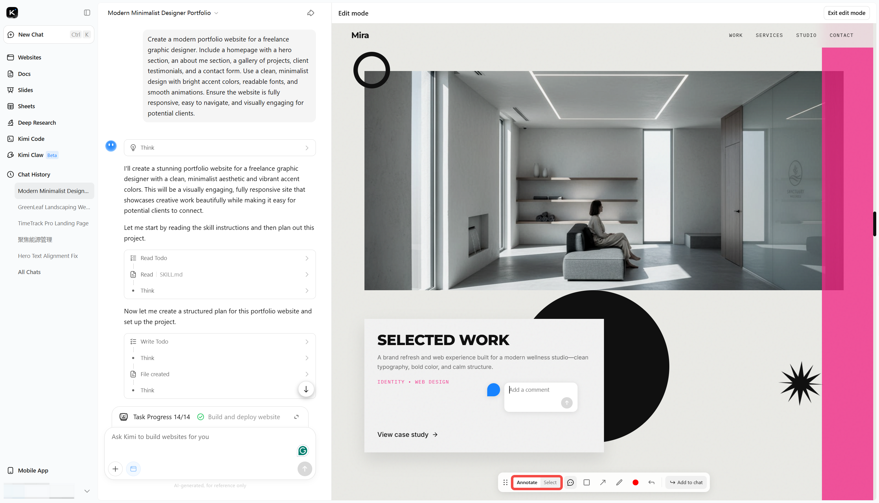 Refine and preview your website