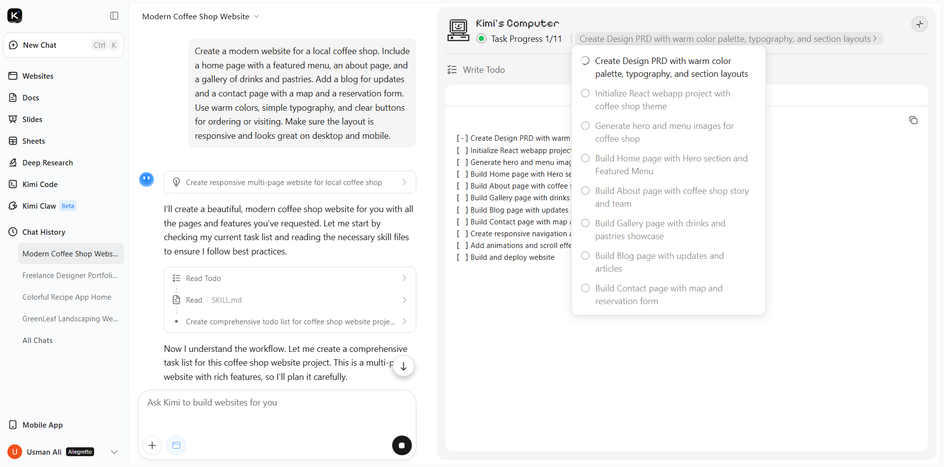 Generate a website draft with AI easy site builder