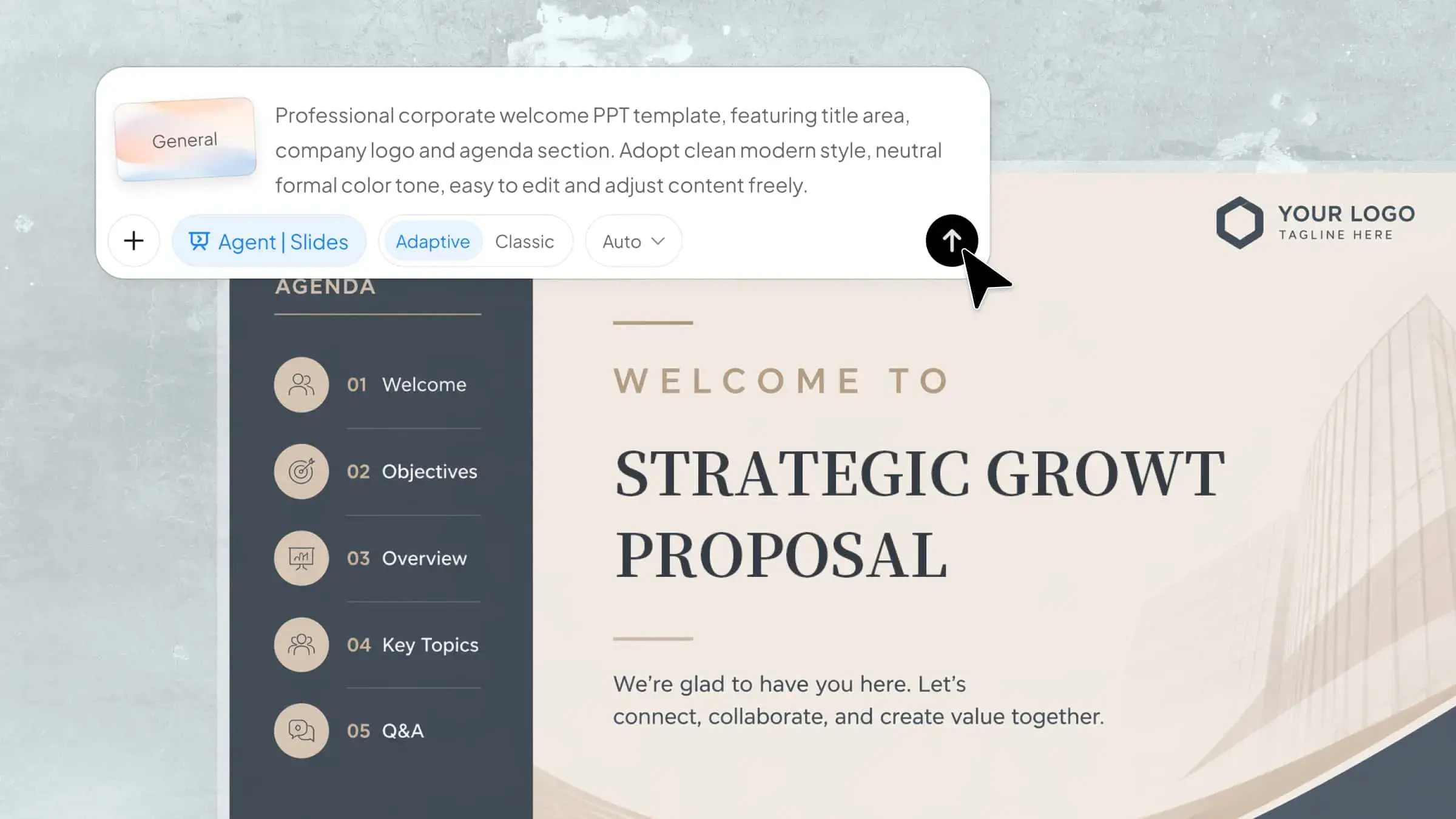 Engaging welcome PowerPoint slide