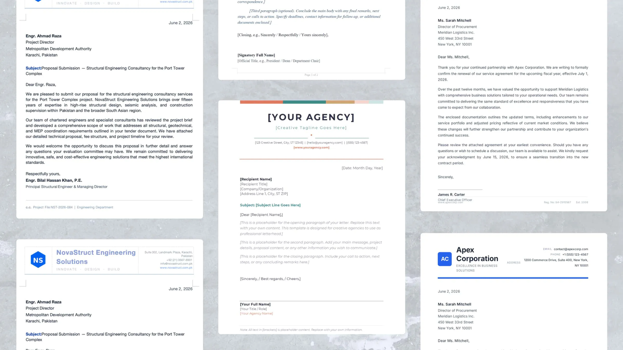 10 letterhead templates for Word in Kimi Docs