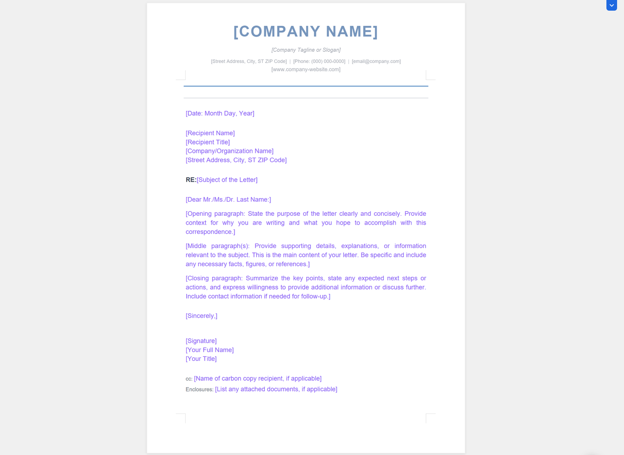 Classic corporate header template