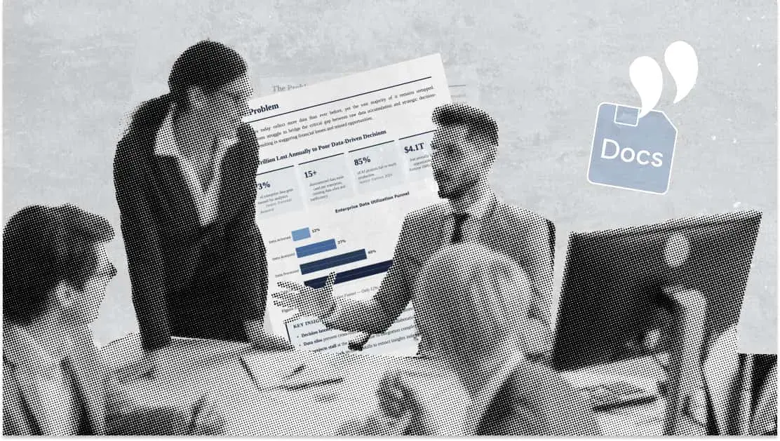 Business team using the document enhancer to format data-driven reports with professional charts and structured sections