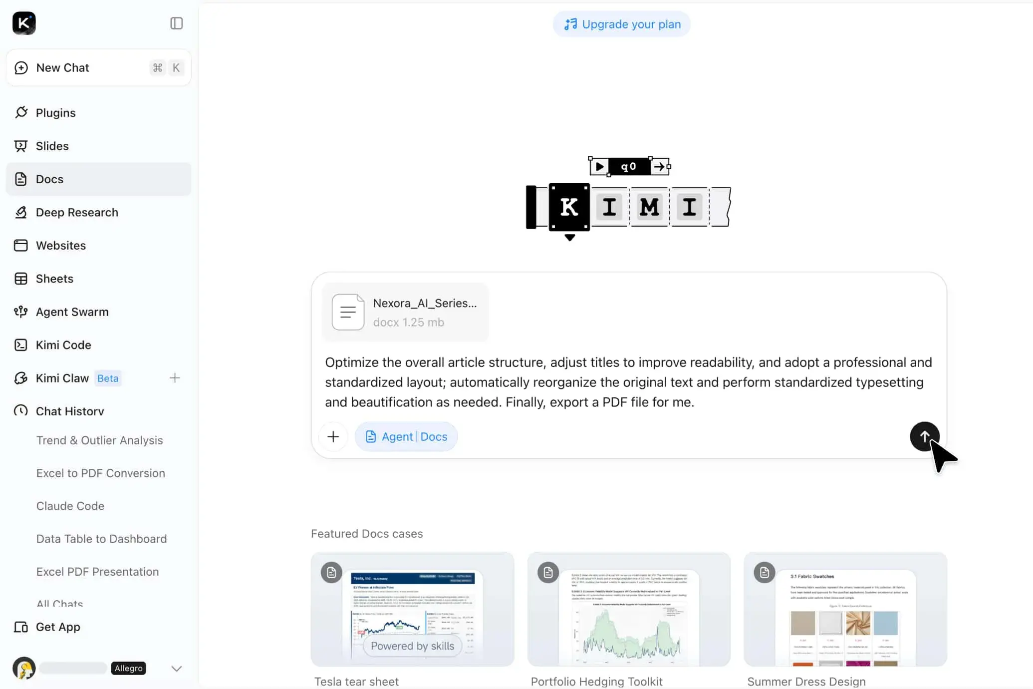 Upload or paste content into the AI document formatter to start formatting Word documents and other files