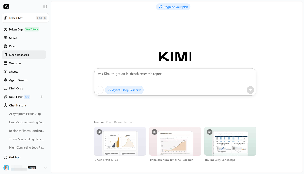 Kimi- the best AI for deep research