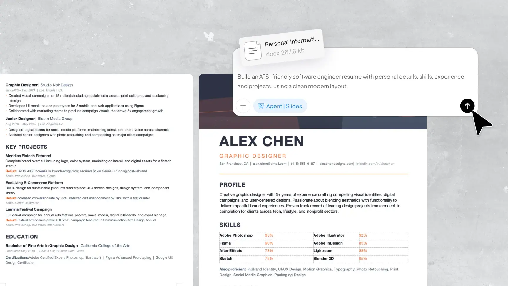 Resume builder tailoring a resume to a target role
