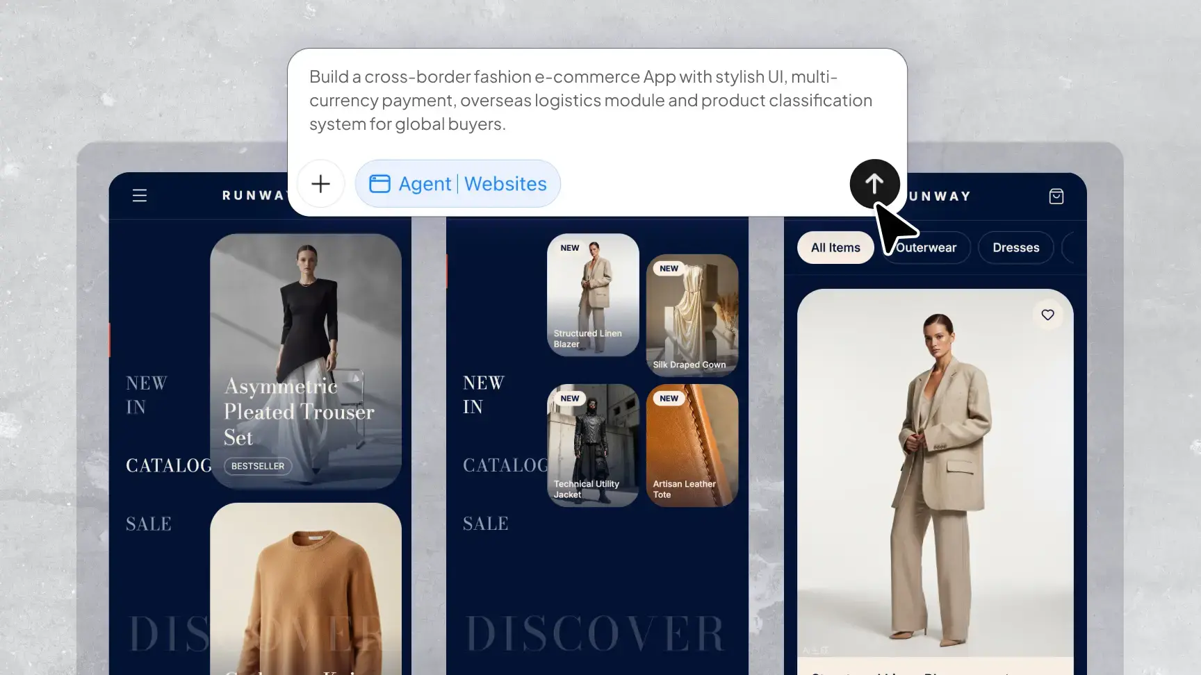 AI-App-Builder erstellt ein poliertes Interface mit ausgewogenen Layouts und Motion-Effekten