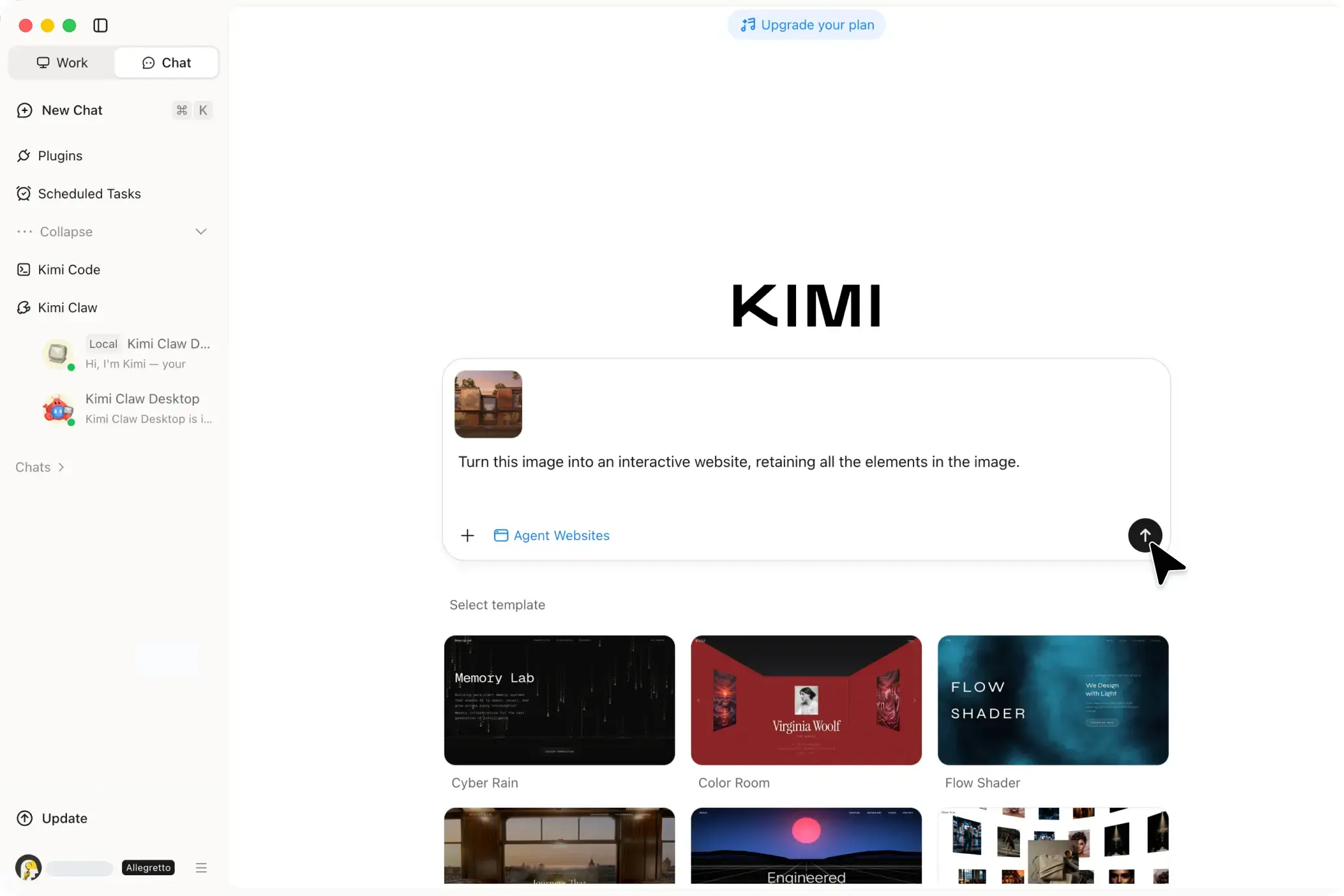 Carica uno screenshot, un wireframe o un mockup con il generatore image to website