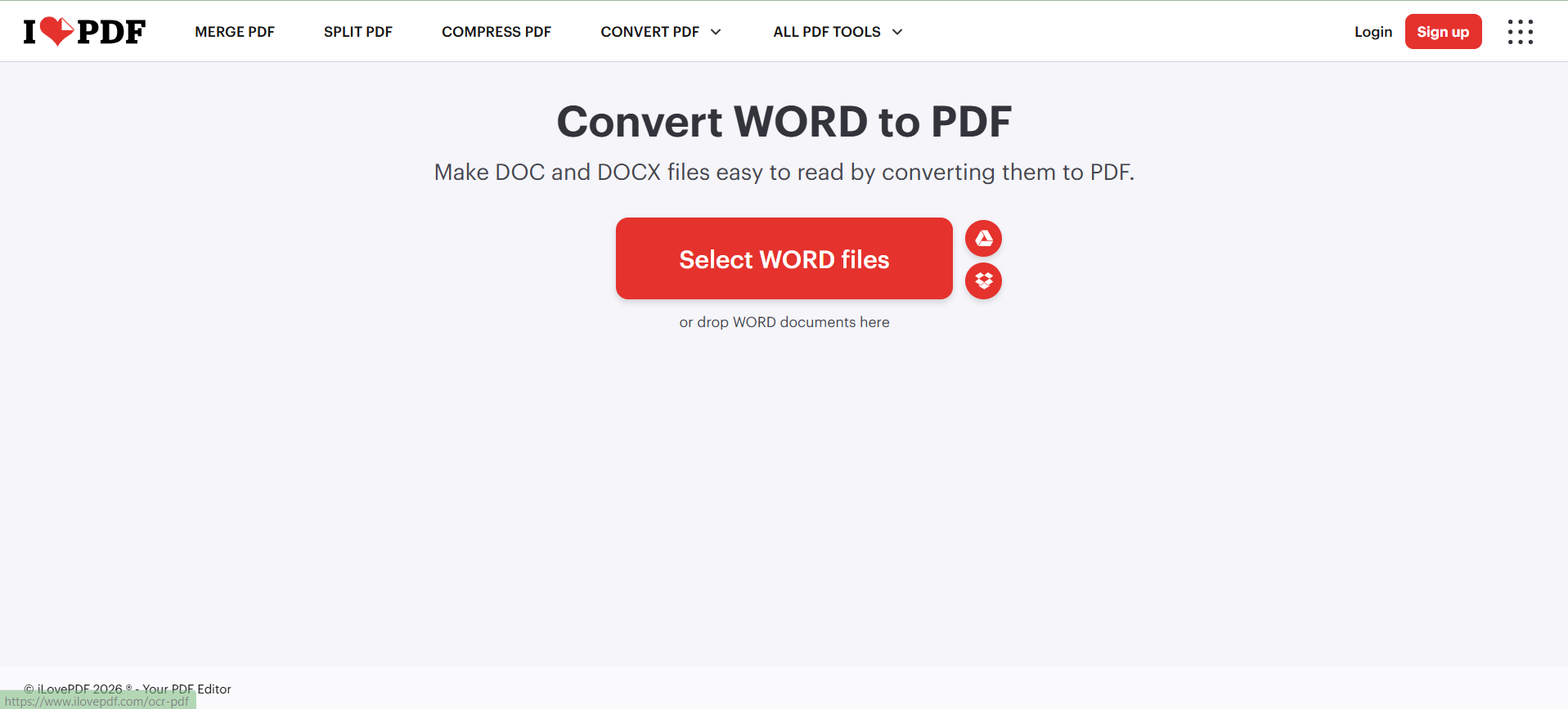 Téléchargez votre fichier Word sur iLovePDF