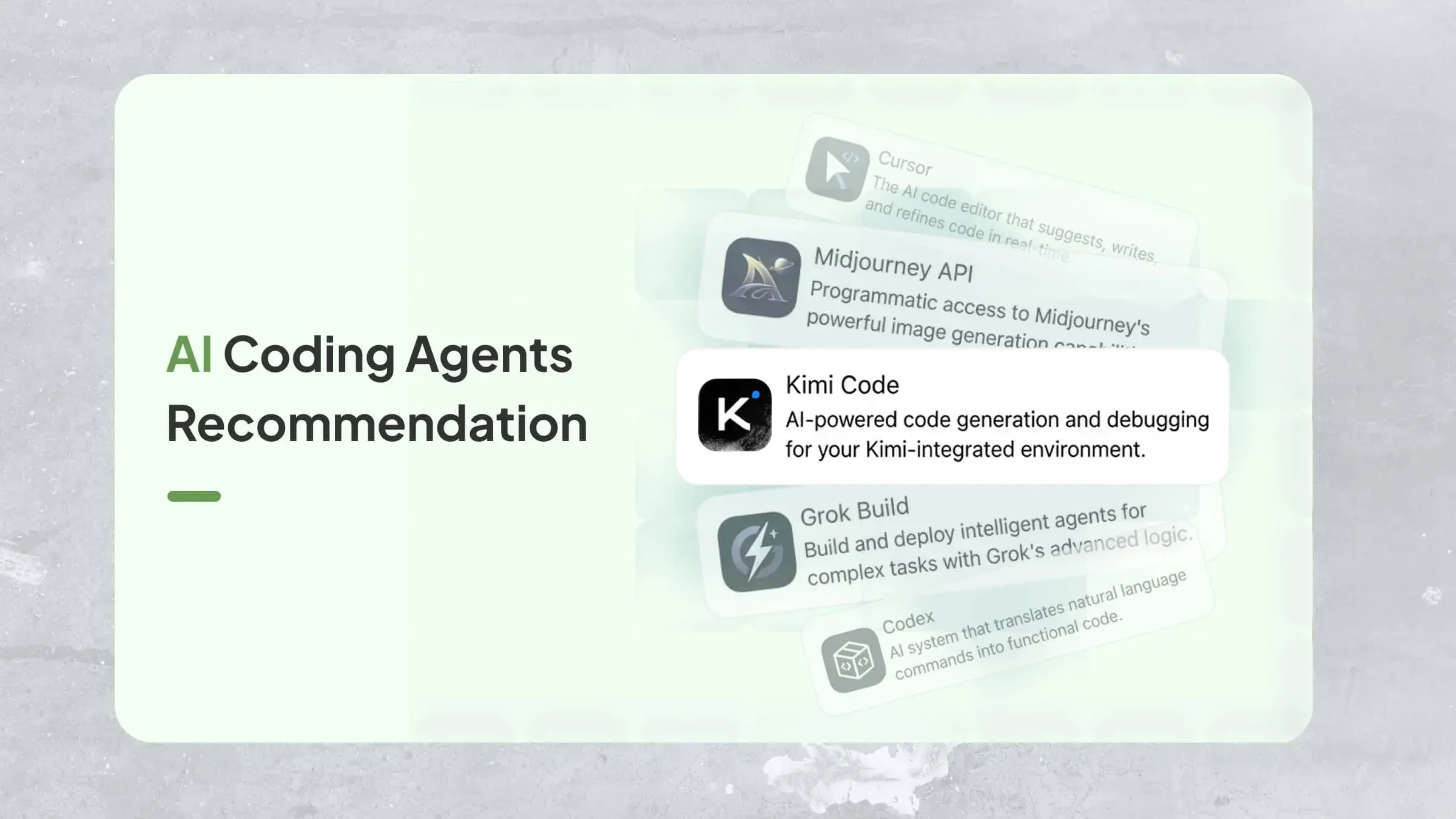 AI coding agents recommendation, featuring Kimi Code